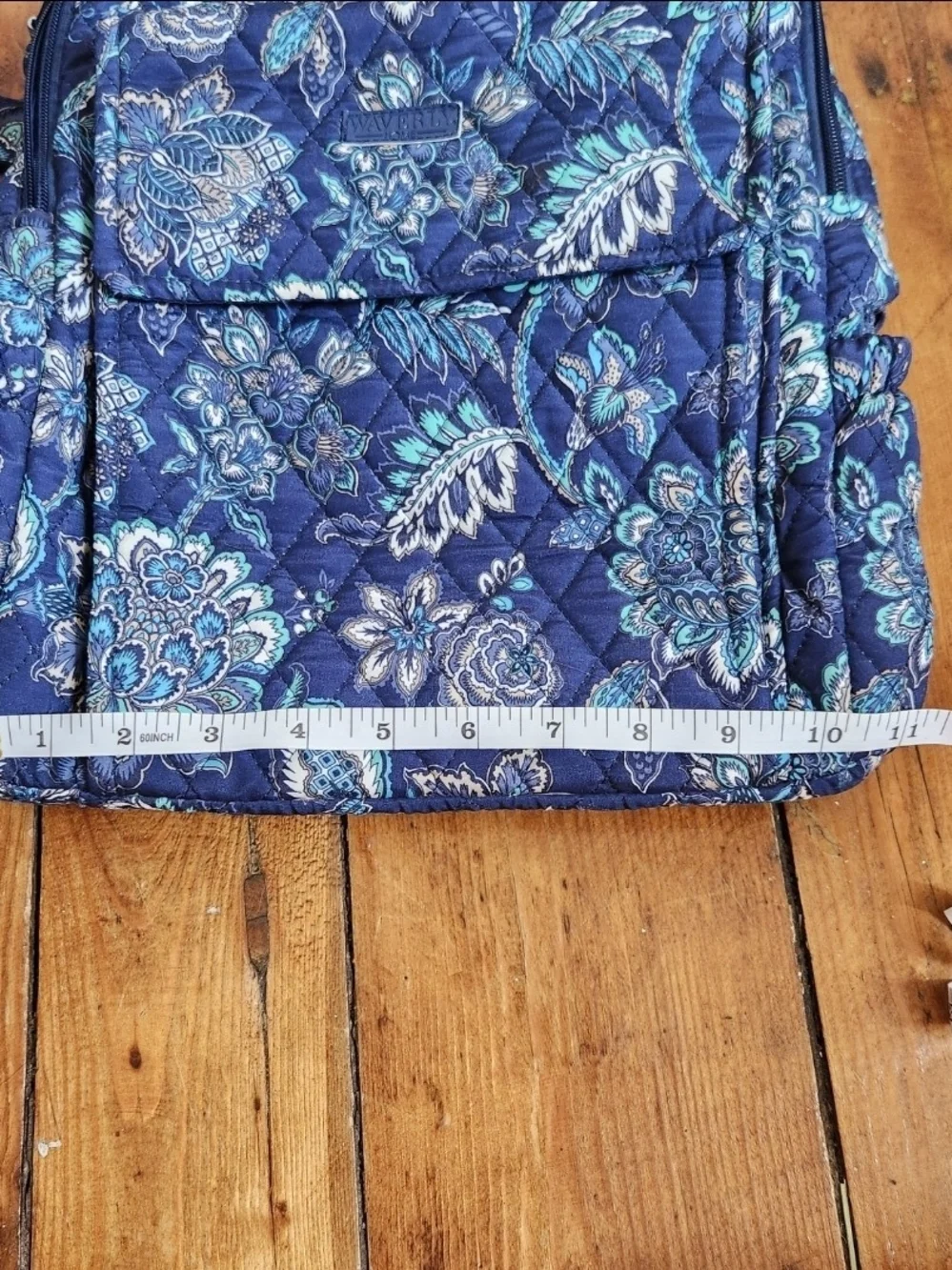 Waverly Navy Blue Floral Paisley Quilted Backpack